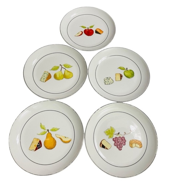 Crate & Barrel appetizer plates by Nancy Green Fruit Fromage sold as set of 5 - Picture 3 of 9